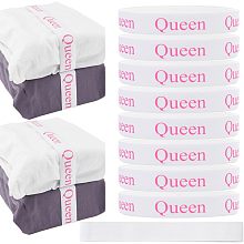 GORGECRAFT 4 Pieces Bed Sheet Organizer Bands Sheet Keeper Closet Organization Linen Labels Bedding Bands Word Queen for Storage Bedsheet Sets Duvets Mattress Protector Bath Towel, Hot Pink