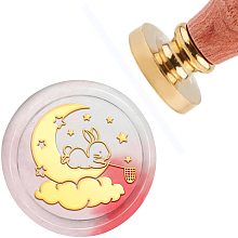 CRASPIRE Wax Seal Stamp Moon Vintage Sealing Wax Stamps Bunny 30mm Removable Brass Head Sealing Stamp with Wooden Handle for Wedding Invitations Gift Wrap Valentine's Day Thanksgiving