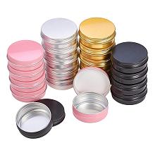 PandaHall Elite 2oz 28 Pack Aluminum Tin Cans Round Metal Tin Container Screw Top Steel Tin Cans Cosmetic Sample Containers Candle Travel Tins(Silver, Black, Rose, Gold)