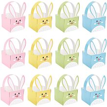 NBEADS 12 Pcs Christmas Party Favor Boxes, Rabbit Paper Storage Gift Boxes with Handle Gift Packaging Case Christmas Treat Boxes Christmas Basket Candy Gift Boxes for Christmas Party Decorations