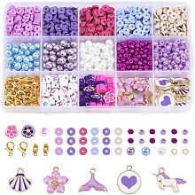 CHGCRAFT 1150Pcs Polymer Clay Beads Flower Shell fariy Horse Pendants Alloy Enamel Pendants Bracelet Making Kit for Jewelry Bracelets Earrings Necklace Making