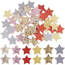 GORGECRAFT 60PCS 6 Colors Glitter Stars Shiny Star Ornament Pu Leather Star Christmas Tree Pendant Gold Decoration Silver Sparkly Xmas Tree Hanging Tags for Bulletin Board Wall Holiday Party Supplies