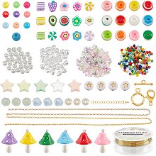 PandaHall Elite 933pcs Beaded Jewelry Making Kit Y2K Choker Necklace Bracelet Making Seed Beads Polymer Clay Beads Flower Fruit Beads with Chain and Thread for Women Summer Beach Boho Jewelry Making