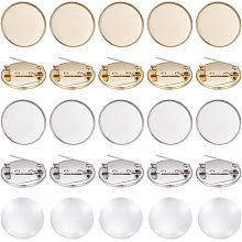 UNICRAFTALE 20 Sets 20mm Flat Round Brooch Pin with Glass Cabochons 304 Stainless Steel Brooch Bezel Trays DIY Brooch Making Kits for Badge Corsage Name Tags DIY Jewelry Making