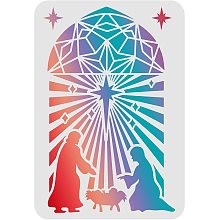 FINGERINSPIRE Nativity Manger Drawing Painting Stencils Templates (11.6x8.3inch) Plastic Nativity Manger Stencils Decoration Rectangle Easter Stencils for Painting on Wood, Floor, Wall and Fabric