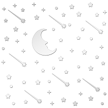 SUPERDANT Moon Stars 3D Acrylic Mirror Stickers Starburst Wall Decals Meteor Decor Silver Self Adhesive Sticker Wall Art Star DIY Wall Decor for Kids Bedroom Living Nursery Ceiling Decoratiomn