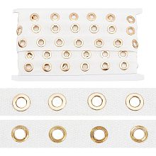 PH PandaHal 6 Yards Eyelet Trim with Grommets, 1 Inch White Cotton Eyelet Grommet Tape with 8mm Golden Metal Hole Ring Eyelet Twill Trim for Sewing Garment Corset Shirt Dress Skirt Jacket Shoes