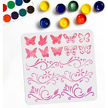 Butterfly Stencils Flower Border Stencils 16 Patterns 11.8×11.8inch Reusable DIY Butterfly Flower Drawing Template Stencils on Wood Canvas Fabric Floor Wall