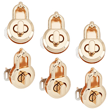 WADORN 6 Sets Bag Twist Lock Clasps, Purse Closure Latches Turn Lock Catch Fasteners Flat Twist Latch Buckles Metal Handbag Hardware Clip Clasp for DIY Handmade Bag Making, Padlock Shape