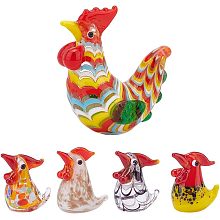 AHANDMAKER 5PCS Glass Rooster Figurine Hand Blown Glass Chicken Statue Glasses Rooster Ornament Art Glass Rooster Sculpture Collectible Figures Gift Home Desktop Ornament