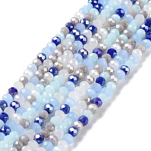 Honeyhandy Glass Beads Strands, Faceted, Rondelle, Thistle, 4x3mm, Hole: 0.4mm, about 123~127pcs/strand, 15.75~16.5 inch(40~42cm)