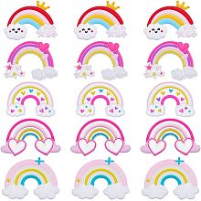 GORGECRAFT 1 Box 40PCS 5 Styles Plastic Cabochons Rainbow Ornament Rainbow Hair Clips Clouds Heart Star Crown Cartoon Hair Phone Case Accessories Diy Funny Gift for Christmas Women Birthdays Parties