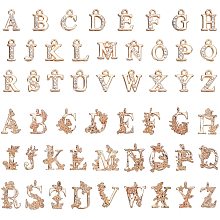 NBEADS 52 Pcs/2 Sets Alphabet Charms, Letter Charms A-Z Light Gold Alloy Pendants Letter Alloy Rhinestone Charms for Jewelry Making Assorted Name Bracelets