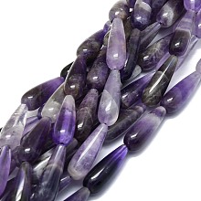 Honeyhandy Natural Amethyst Beads Strands, Waterdrop, 30x10mm, Hole: 1.4mm, about 13pcs/strand, 15.75''(40cm)