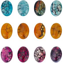 SUPERFINDINGS 12pcs 3 Style 25x18mm Natural Oval Dragon Veins Agate Cabochons Flat Back Gemstone Cabochons Healing Chakra Crystal No Hole Stone for Jewelry Craft Making