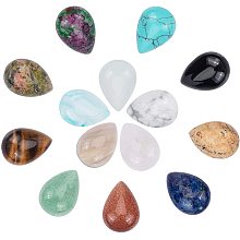 PandaHall Elite 28pcs 14 Colors Teardrop Stone Cabochons Natural Lapis Lazuli Rose Quartz Gemstone Beads Drop Crystal Cabochons for Earring Necklace Bracelet Jewelry Making