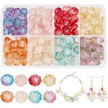 PandaHall Elite 160pcs 8 Colors Glass Lotus Pod Beads, Transparent Crystal Beads 11x6mm Glass Seedpod Shape Beads Loose Spacer Beads for DIY Earrings Bracelets Necklaces Jewelry Crafts Making