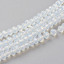 Arricraft Imitation Jade Glass Beads Strands, Faceted, Rondelle, Azure, 3x2mm, Hole: 0.5mm, about 193~195pcs/strand, 16.7 inches