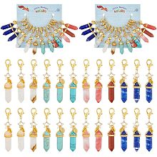 NBEADS 24 Pcs Synthetic Stone Stitch Markers, Star Pendant Crochet Marker Removable Lobster Clasp Locking Knitting Markers for Knitting Weaving Sewing Jewelry Making