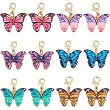 SUNNYCLUE 1 Box 24Pcs 6 Colors Stitch Marker Charms Crochet Knitting Markers Spring Butterfly Metal Clip on Removable Lobster Clasps Knit Charms Bulk for Weaving Sewing Needleworks Women DIY Crafts