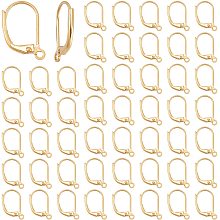 CREATCABIN 1 Box 50pcs Leverback Earring Findings 18K Gold Plated Ear Wire Lever Back Clip Earring Connector with Closed Ring for DIY Jewelry Making 10x15.5x1.5mm