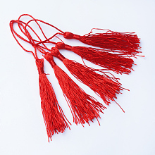 Honeyhandy Polyester Tassel Decorations, Pendant Decorations, Red, 130x6mm, Tassel: 70~90mm