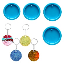 Honeyhandy Flat Round Shape Keychain Molds Silicone Molds, for UV Resin, Epoxy Resin Jewelry Making, Deep Sky Blue, 62mm, Inner Diameter: 50mm