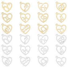 DICOSMETIC 24Pcs 12 Styles Stainless Steel Heart with Constellation Charms Zodiac Sign Pendants Hollow Zodiac Sign Charm for DIY Jewelry Craft Making