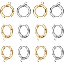 DICOSMETIC 12Pcs 2 Color Stainless Steel Huggie Hoop Earring Findings Leverback Earring Hooks Hypoallergenic Earrings with Loop for DIY Bracelet Necklace Jewelry Making