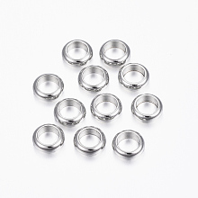 Honeyhandy 304 Stainless Steel Spacer Beads, Ring, Stainless Steel Color, 6x2mm, Hole: 4mm