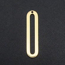 Honeyhandy 201 Stainless Steel Open Back Bezel Pendants, For DIY UV Resin, Epoxy Resin, Pressed Flower Jewelry, Oval, Laser Cut, Golden, 30x7x1mm, Hole: 1.2mm