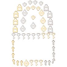 SUNNYCLUE 1 Box 48Pcs 3 Styles 2 Colors Stainless Steel Lock Heart Charms Metal Key Charms Padlock Charm Pendants Jewelry Findings Making Accessory for DIY Necklace Bracelet Earrings