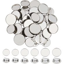 UNICRAFTALE 36pcs 16/18/20mm Flat Round Brooch Pin Stainless Steel Color Brooch Cabochon Settings 304 Stainless Steel Brooch Bezel Trays Base Blank Brooch Tray for Badge Corsage Name Tags Making