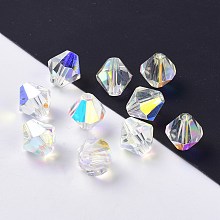 Honeyhandy Imitation Austrian Crystal Beads, Grade AAA, Faceted, Bicone, Clear AB, 8x8mm, Hole: 0.9~1mm