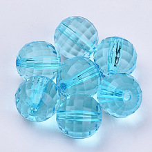 Honeyhandy Transparent Acrylic Beads, Faceted, Round, Deep Sky Blue, 8x8mm, Hole: 1.5mm, about 1770pcs/500g