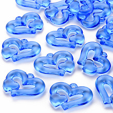 Honeyhandy Transparent Acrylic Beads, Heart to Heart, Blue, 27x34x6mm, Hole: 3mm, about 191pcs/500g