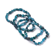 Honeyhandy Natural Apatite Bead Stretch Bracelets, Tumbled Stone, Nuggets, 2~2-1/4 inch(5.2~5.6cm), Bead: 7~13x6~10mm