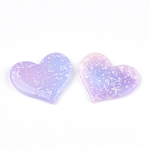 Honeyhandy Opaque Resin Cabochons, Heart, Lilac, 30x35x4mm