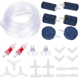 Fish Tool Sets, Include Cylinder Bubble Diffuser Airstones, Plastic Suction Cups & Airline Tubing & Aquarium Air Valve Connector & Pump Check Valves, Mixed Color