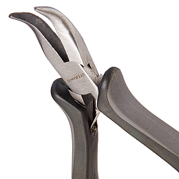 SUNNYCLUE 45# Carbon Steel Jewelry Pliers, Bent Nose Pliers, Polishing, Black, 12.5x8.15x1.7cm