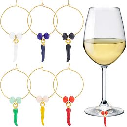 BENECREAT 6Pcs Wine Charms with Chili Pepper Wine Glass Charms Markers Tags Identifiers for Stem Glasses Bachelorette Wine Tasting Party Decorations Mexican Party Supplies