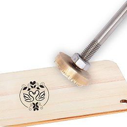 OLYCRAFT Wood Leather Cake Branding Iron 1.2" Branding Iron Stamp Custom Logo BBQ Heat Stamp with Brass Head and Wood Handle for Woodworking, Baking and Handcrafted Design - Kissing Swans