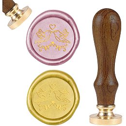 CRASPIRE Wax Seal Stamp Lovebirds Vintage Sealing Wax Stamps Animal Wood Handle Stamp Wax Seal 25mm Removable Brass Seal for Envelopes Invitations Wedding Embellishment