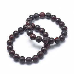 Honeyhandy Natural Brecciated Jasper Bead Stretch Bracelets, Round, 2 inch~2-1/8 inch(5.2~5.5cm), Bead: 10mm