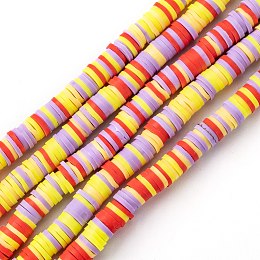 Honeyhandy Handmade Polymer Clay Beads Strands, for DIY Jewelry Crafts Supplies, Heishi Beads, Disc/Flat Round, Red, 6x0.5~1mm, Hole: 1.8mm, about 290~320pcs/strand, 15.75 inch~16.14 inch(40~41cm)