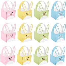 NBEADS 12 Pcs Christmas Party Favor Boxes, Rabbit Paper Storage Gift Boxes with Handle Gift Packaging Case Christmas Treat Boxes Christmas Basket Candy Gift Boxes for Christmas Party Decorations