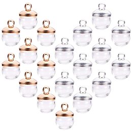 PandaHall Elite 50 pcs 8mm Mini Empty Clear Glass Globe Bottles with Silver & Light Gold Brass Bails Cap for Earring Pendant DIY Jewelry Making