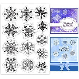 GLOBLELAND Christmas Clear Stamp Snowflake Silicone Clear Stamp Winter Rubber Stamps for Scrapbook Journal Card Making 4.3 x 6.3 Inch