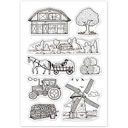 GLOBLELAND Countryside Farm Scenery Clear Stamps Transparent Silicone Stamp Seal for Card Making Decoration and DIY Scrapbooking