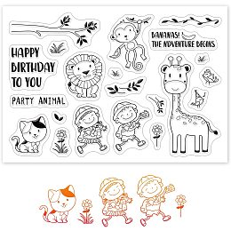 GLOBLELAND Animals Themed Silicone Clear Stamps with Monkey Cat Giraffe Pattern for Cards Making DIY Scrapbooking Photo Album Decoration Paper Craft,6.3x4.3 Inches